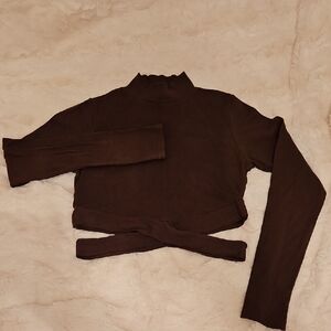 Sexyyy Brown Long Sleeve Crop Top